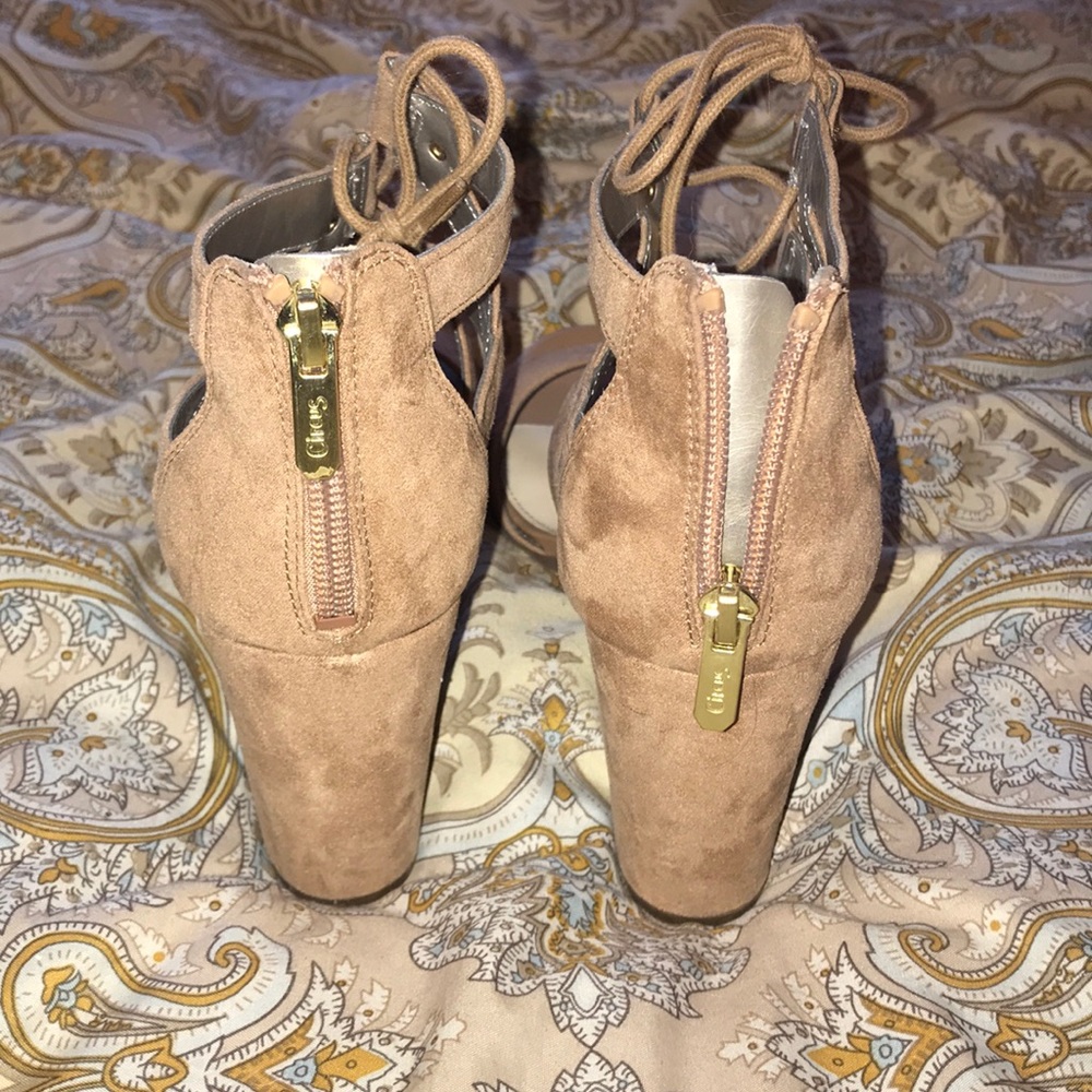 Nude suede heels